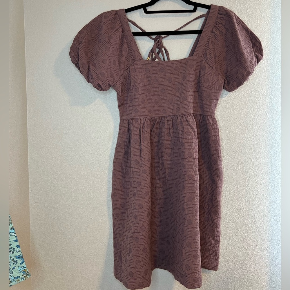 Madewell Dress Floral Quilted Puff Sleeve Mini Square Neck